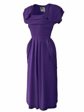 Vivien of Holloway “Lana" 1940s Dress Crepe Purple XS - VLV!